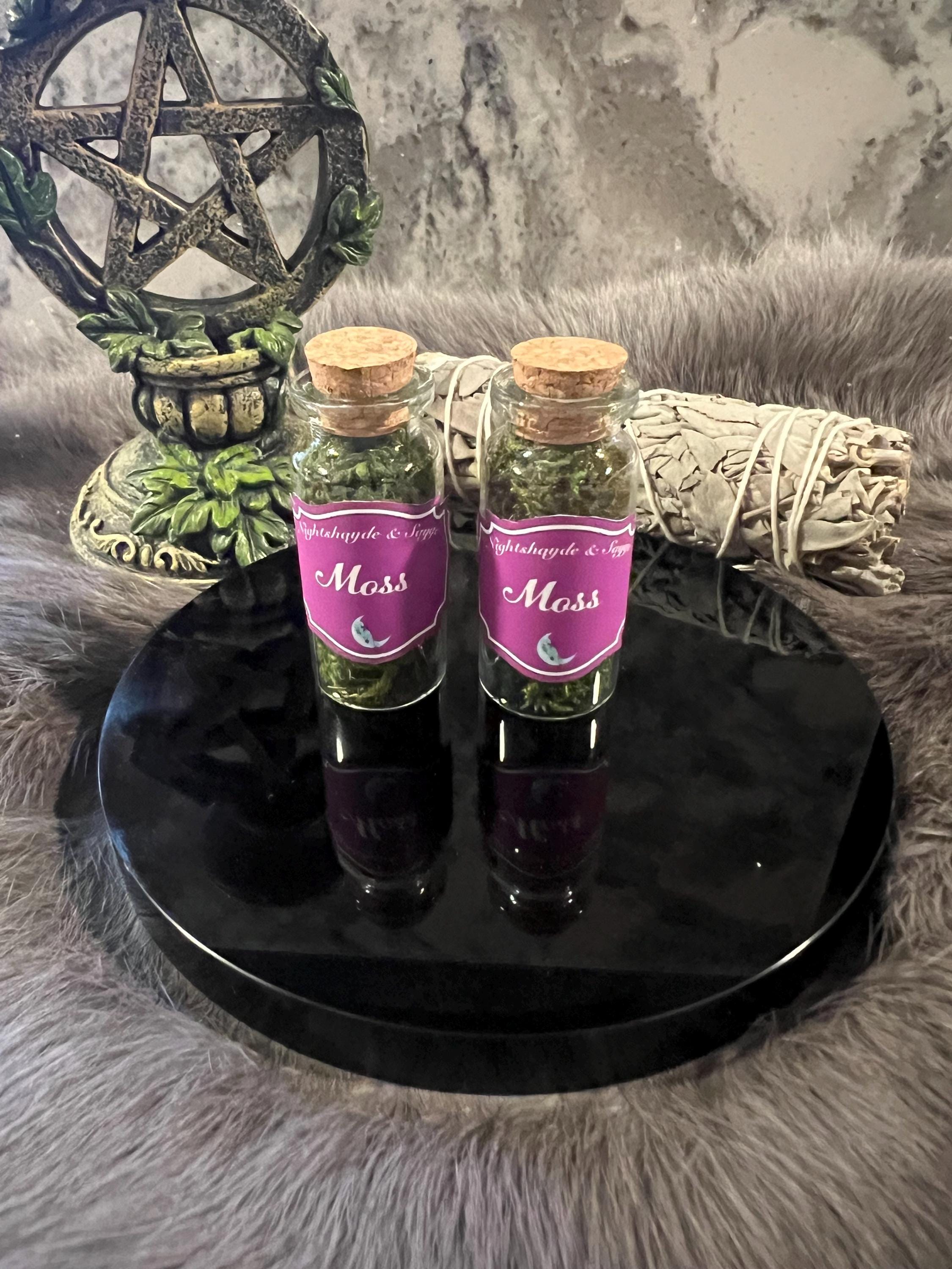 Dried Moss in Corked Bottle: Green Witch Healing Magic