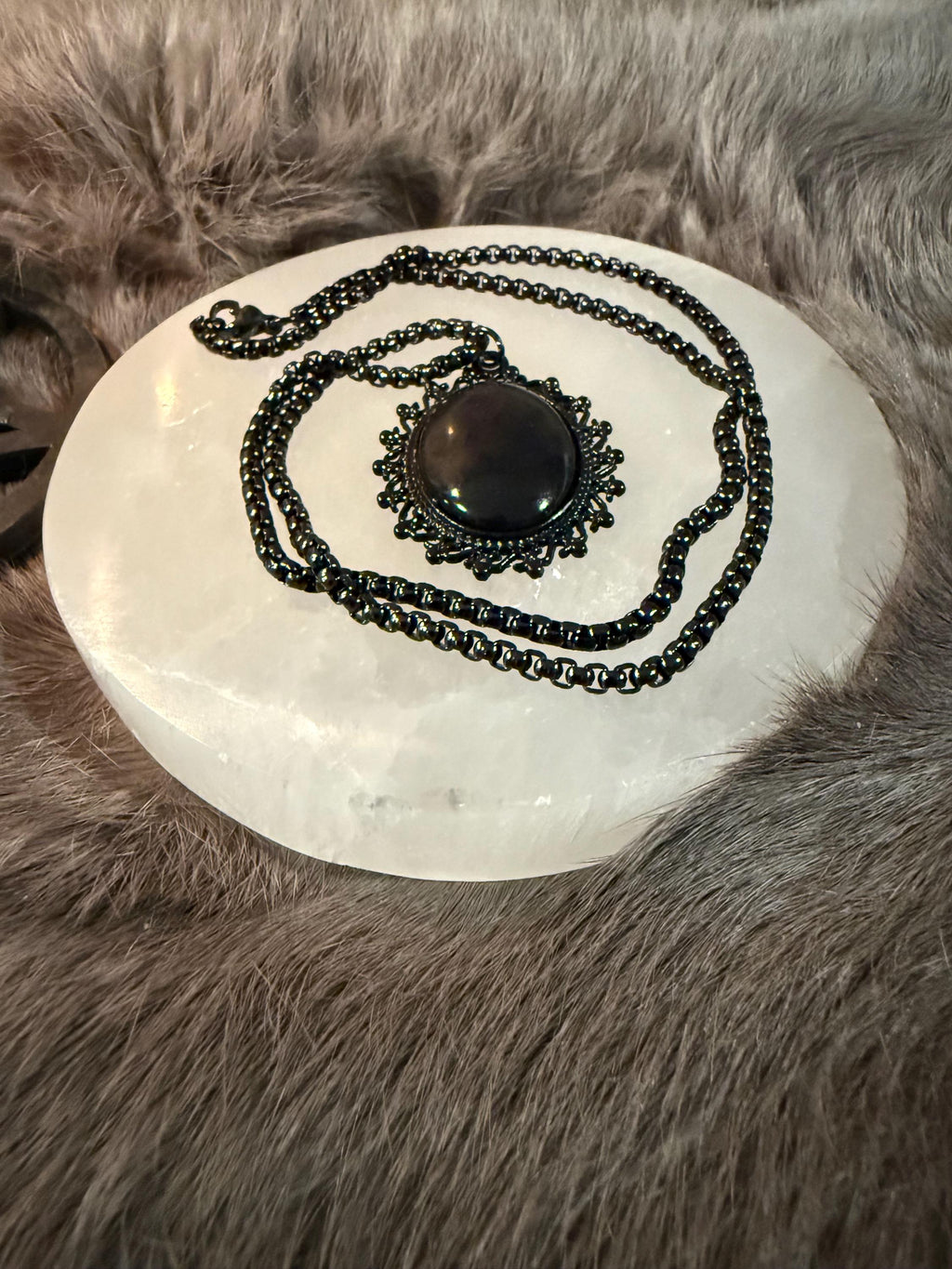 Scrying Mirror: Handcrafted Miniature Pendant Necklace