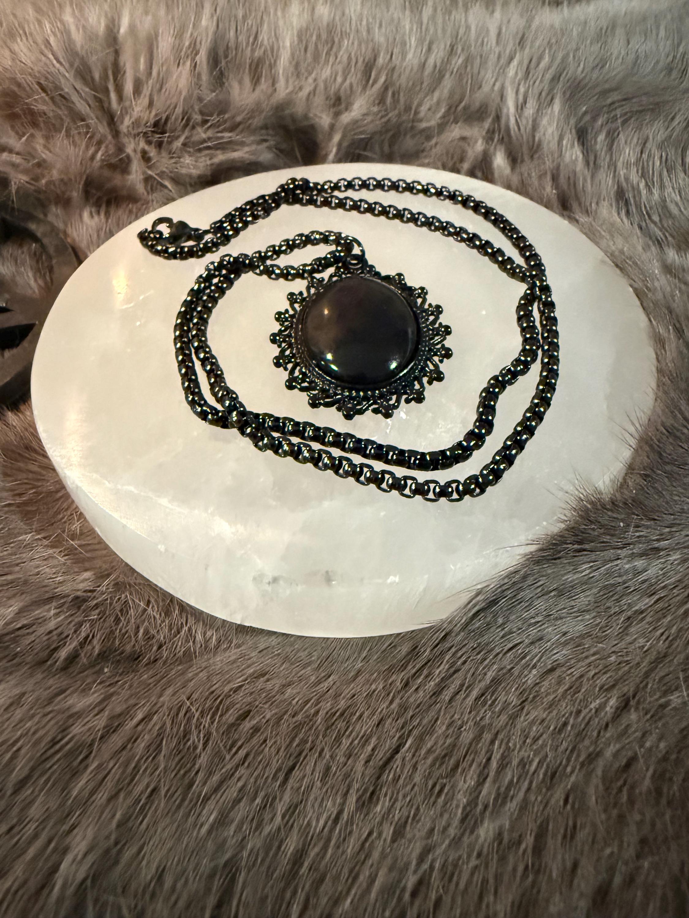 Scrying Mirror: Handcrafted Miniature Pendant Necklace