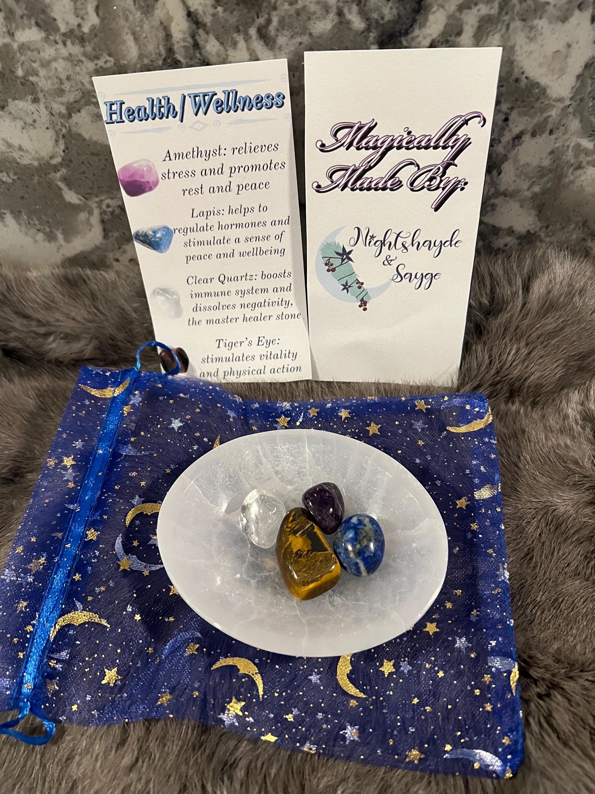 Health & Wellness Gemstone Kit: Tumbled Amethyst, Lapis, Quartz, Tiger's Eye