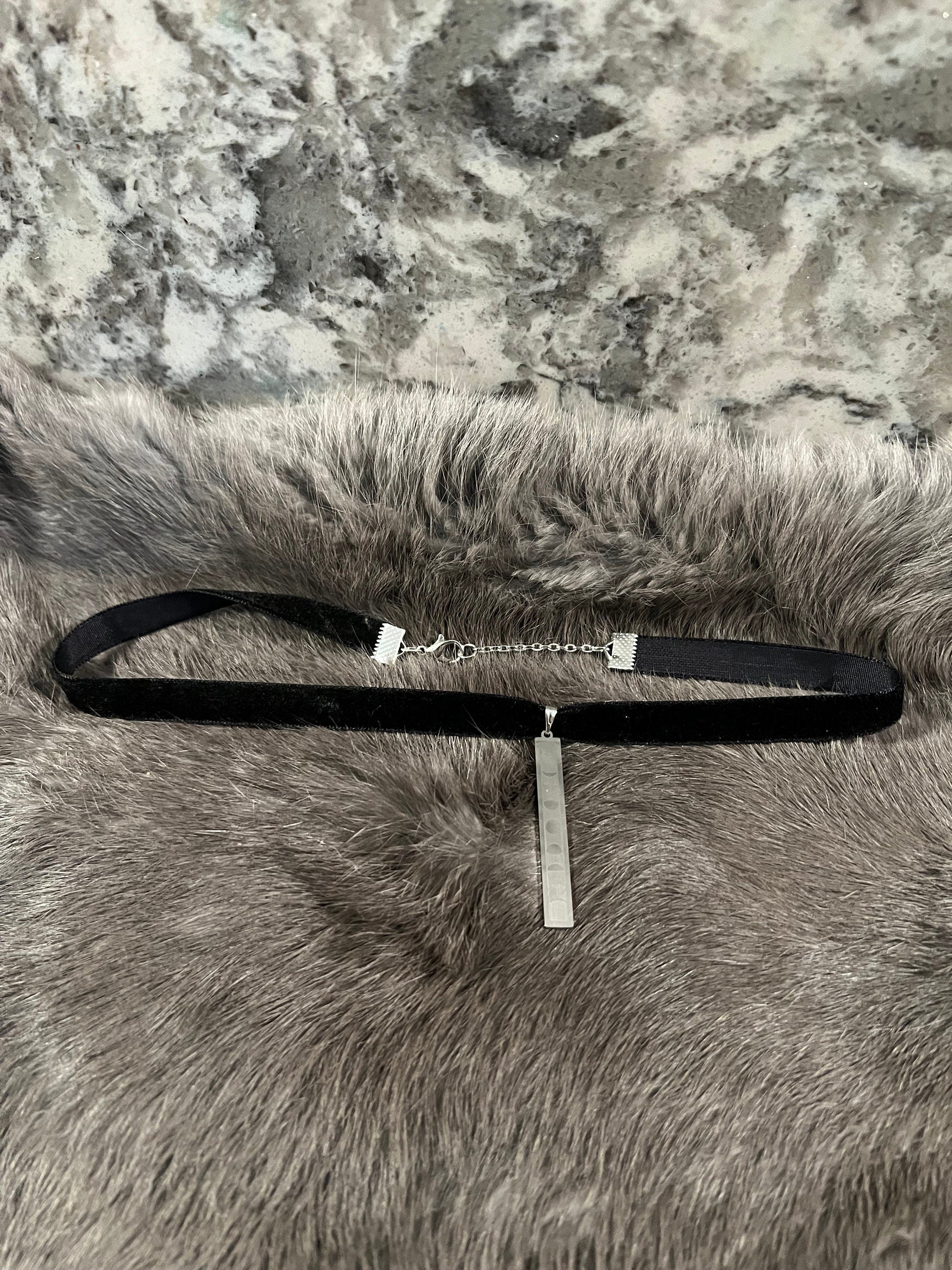 Moon Phases Pendant: Witchy Velvet Choker Necklace