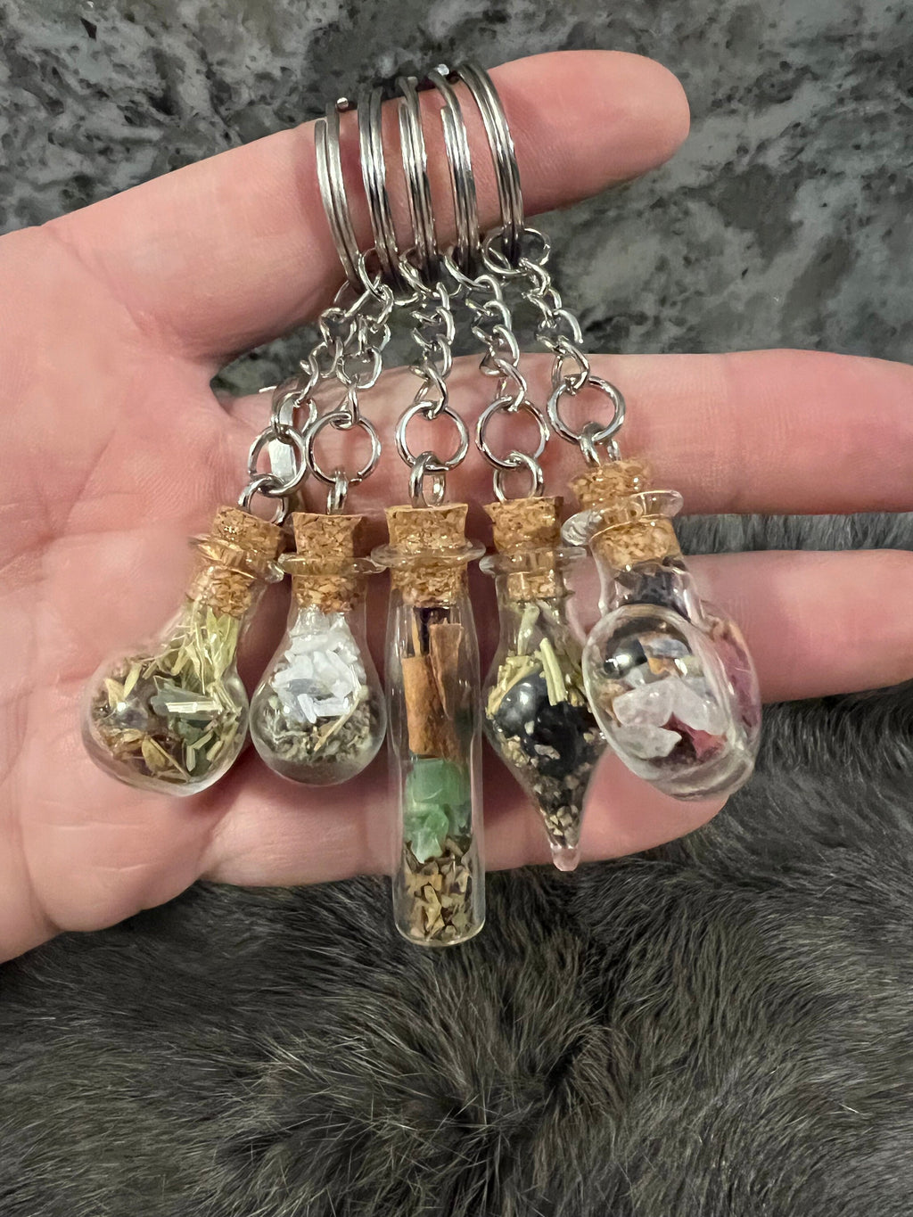 Handcrafted Spell Jar Keychain: Intention Bottle Charm