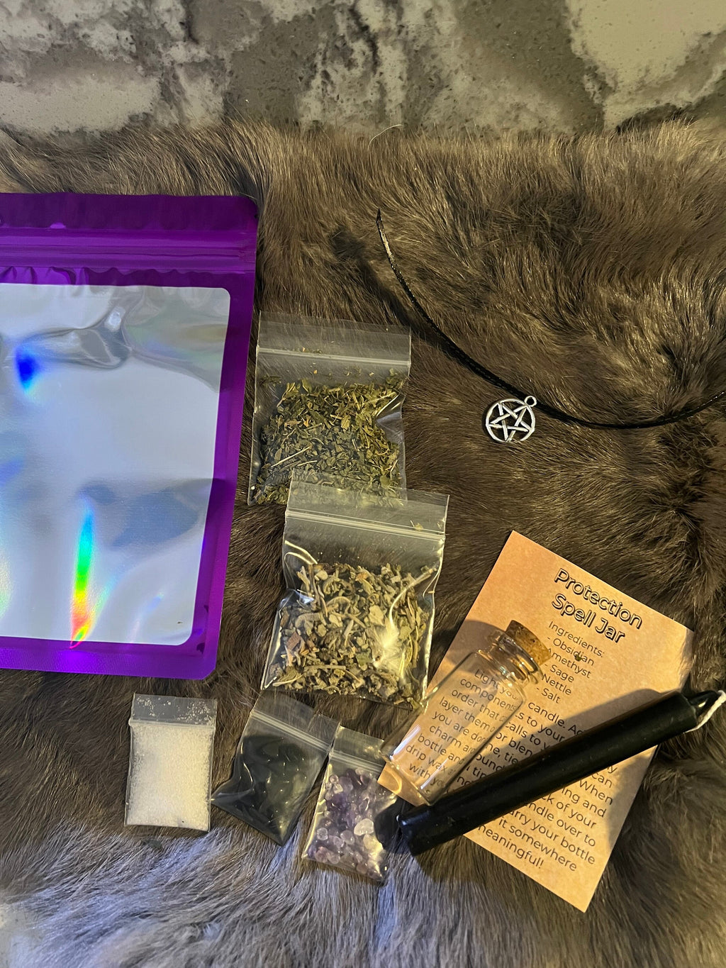 DIY Protection Spell Jar Kit: Herbs, Crystals, Charm Bottle
