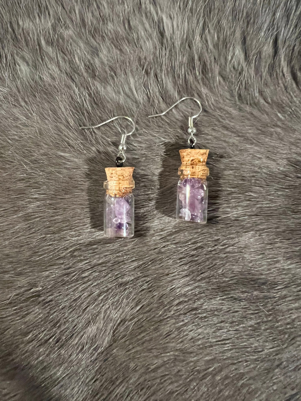 Amethyst Chip Spell Jar Earrings: Witchy Pagan Jewelry
