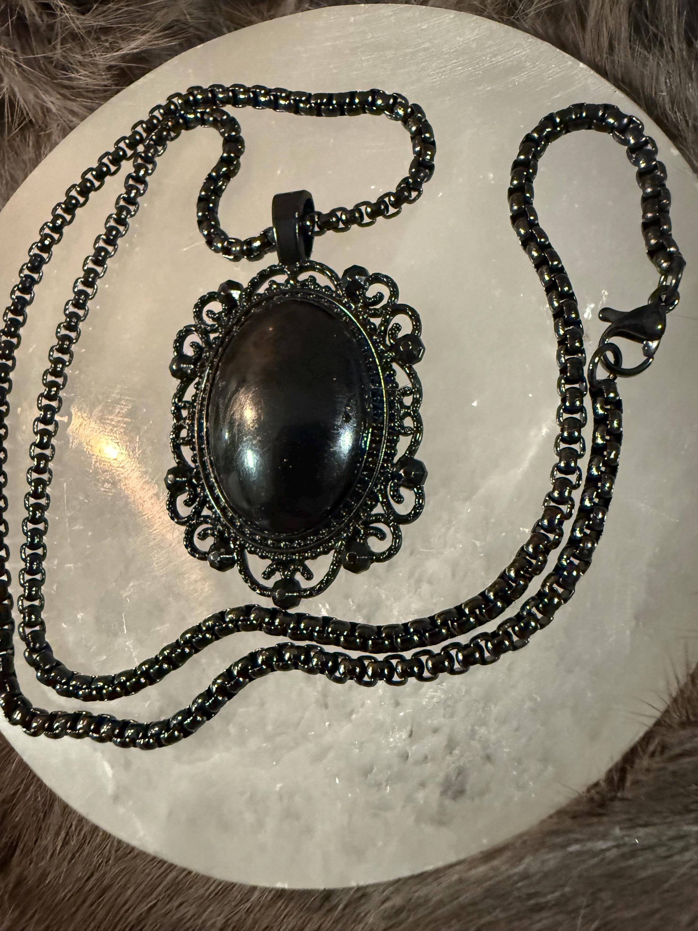 Scrying Mirror: Handcrafted Miniature Pendant Necklace