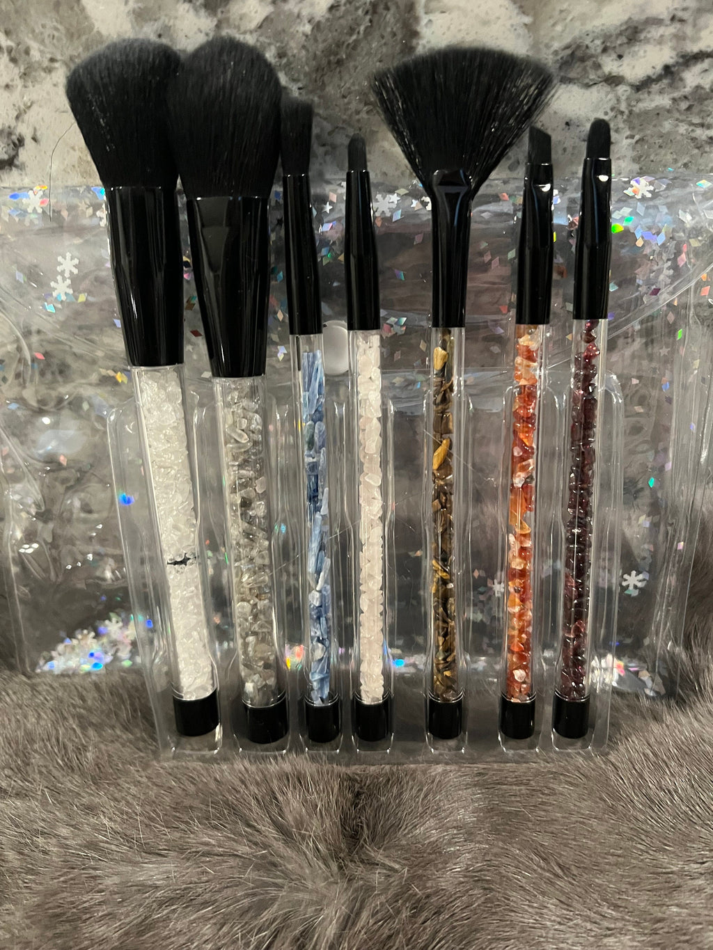 Gemstone Makeup Brush Set: Chakra Crystal Brushes, Witchy Gift