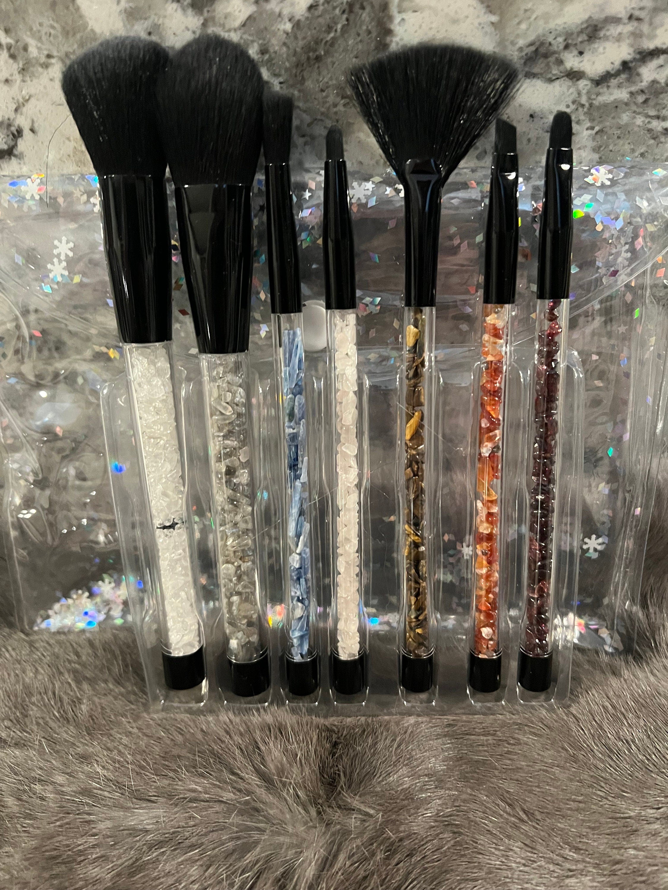 Gemstone Makeup Brush Set: Chakra Crystal Brushes, Witchy Gift