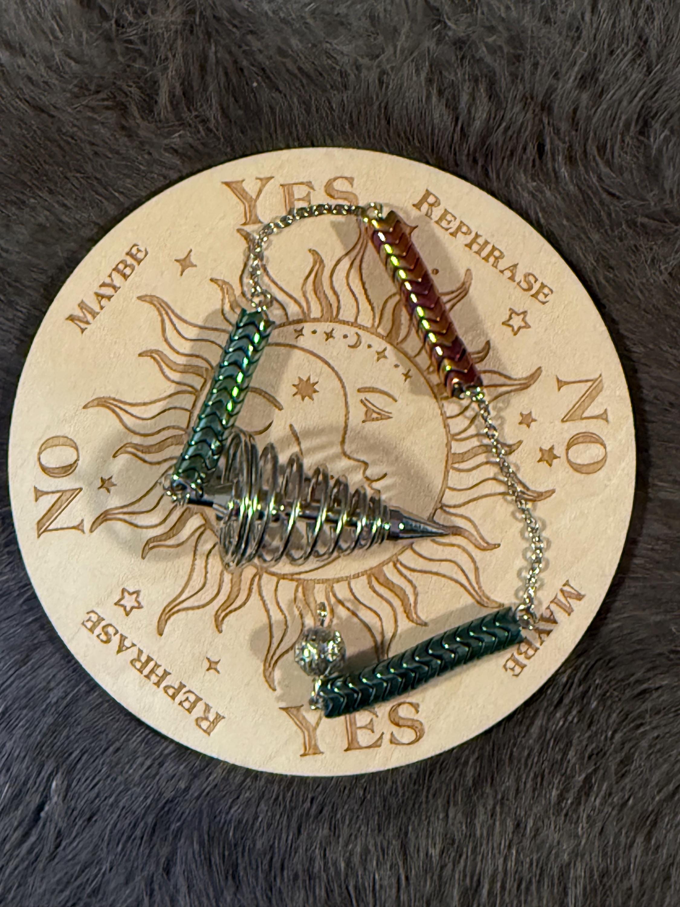 Metal Spiral Divination Pendulum: Dragon Scale Beaded Scrying Tool