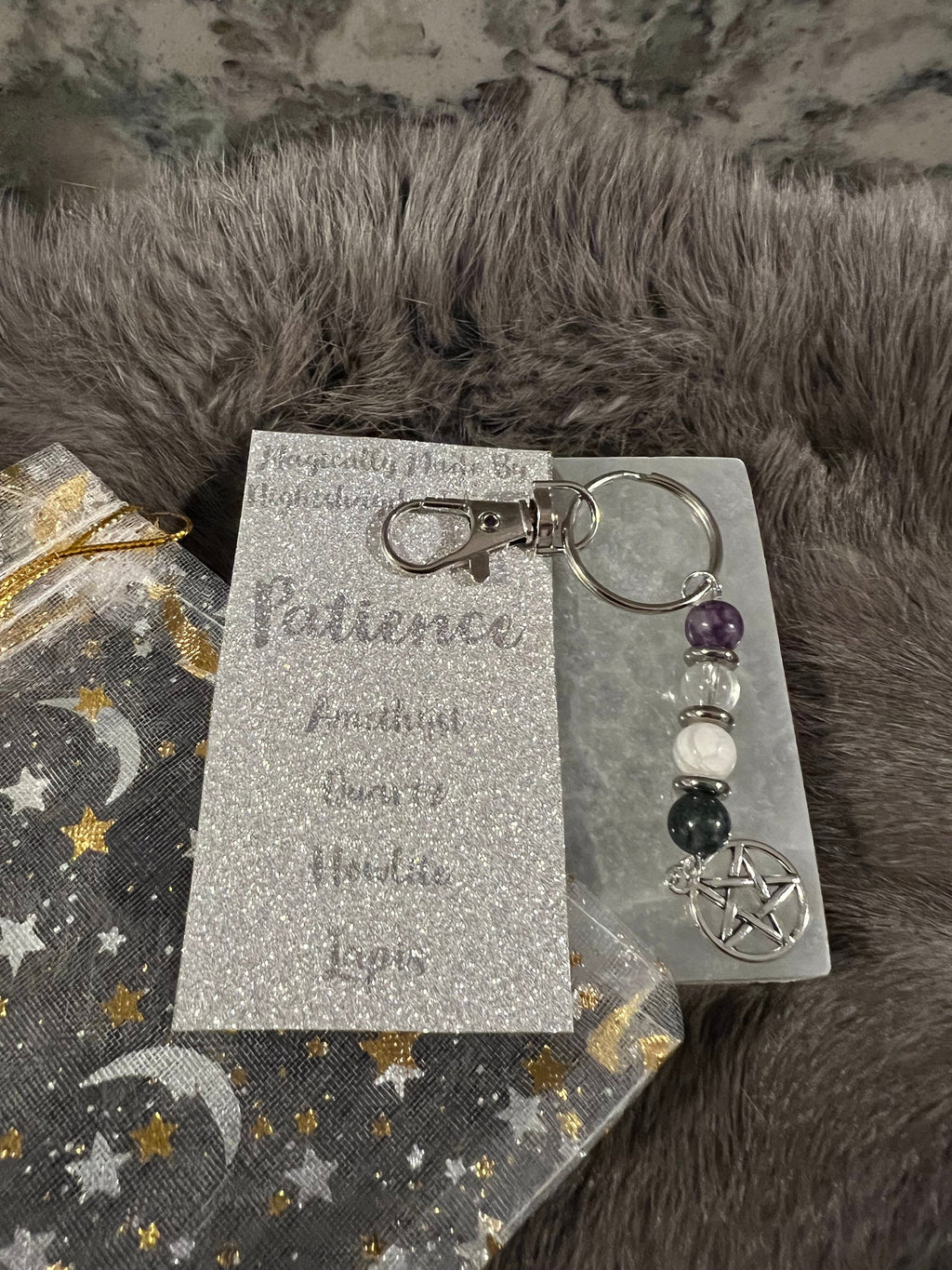 Gemstone Manifestation Keychain: Witchy Intention Charm