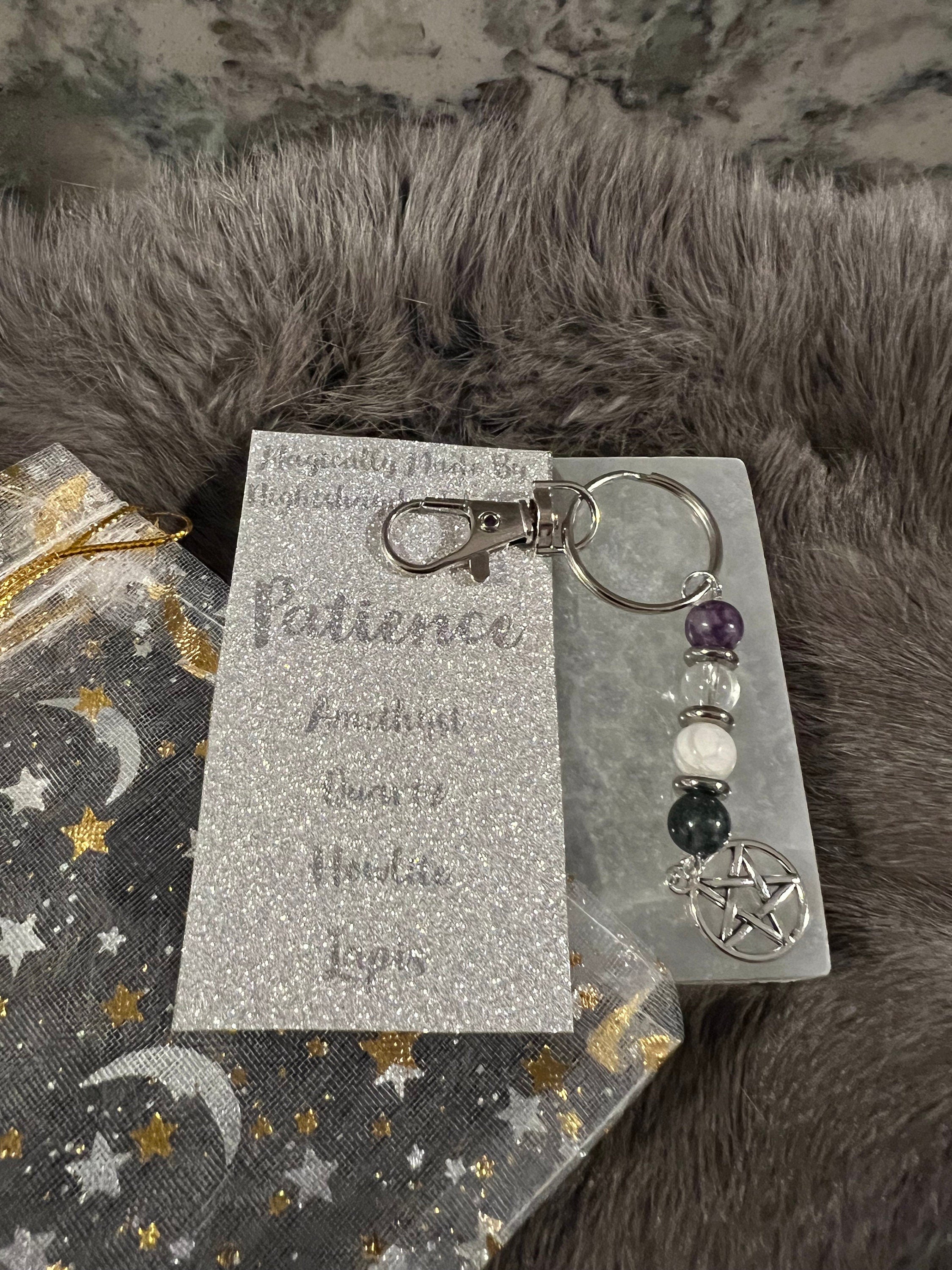 Gemstone Manifestation Keychain: Witchy Intention Charm